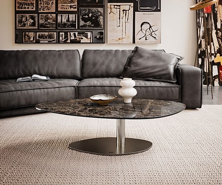 Couchtisch Edge Organisch 140x76 cm Keramik Emperador Extra Lucidato Dunkel günstig online kaufen