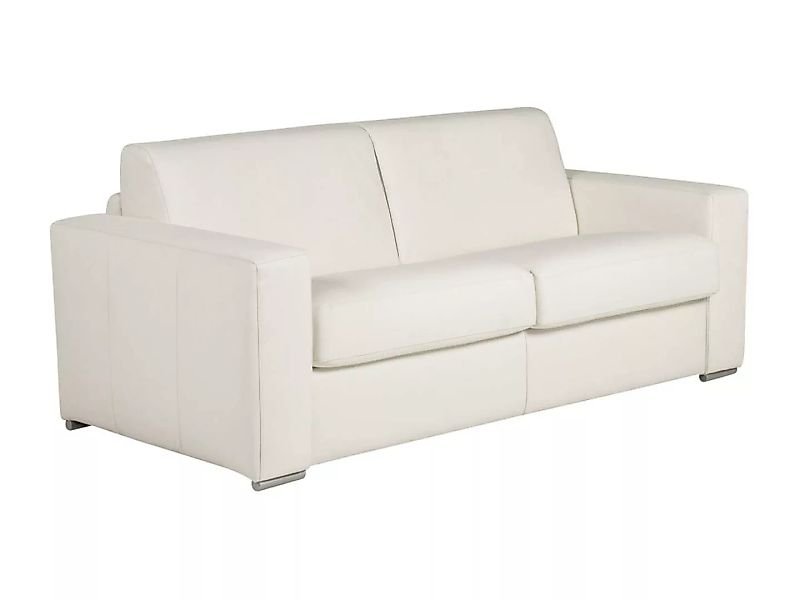 Schlafsofa mit Matratze 3-Sitzer - 100% Büffelleder - Weiß - Matratze 22 cm günstig online kaufen