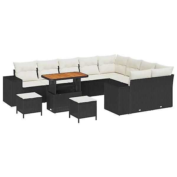 vidaXL Garten-Sofa-Set Höhenverstellbar 12-Tlg Schwarz Poly Rattan 3362045 günstig online kaufen