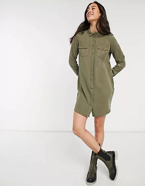 Vero Moda – Hemdkleid in Khaki-Grün günstig online kaufen