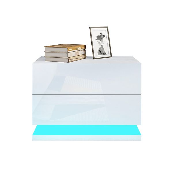 BESTWANTED Nachttisch LED-Beleuchteter Beistelltisch mit 2 günstig online kaufen
