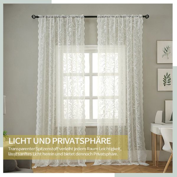 Refttenw Vorhang Spitzenvorhänge,Boho-Blume Rüschenvorhänge, 2 Stück günstig online kaufen