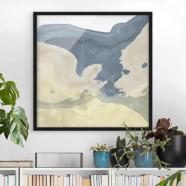 Bild mit Rahmen Abstrakt - Quadrat Ozean und Wüste II günstig online kaufen