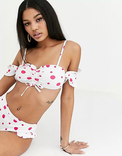 Playful Promises – Gepunktetes Bikinioberteil mit Carmenausschnitt-Mehrfarb günstig online kaufen