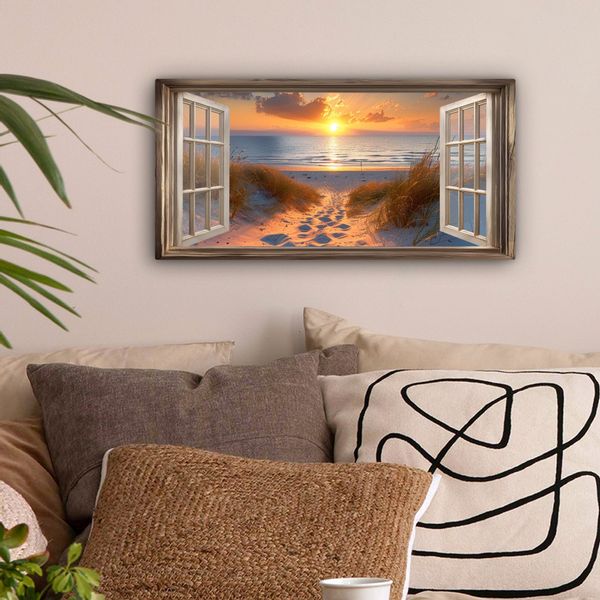 OneMillionCanvasses® Leinwandbild Panorama Durchblick - Strand günstig online kaufen