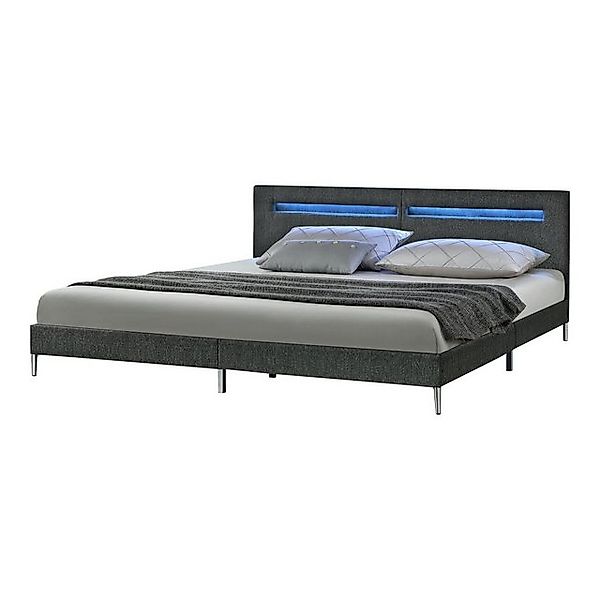 en.casa Polsterbett, »Taastrup« LED Bett 180 x 200 cm Dunkelgrau günstig online kaufen