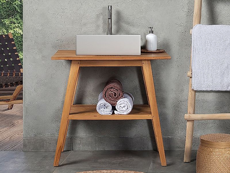 Badmöbel mit Einzelwaschbecken - Teakholz - 80 cm - BOBOTSARI günstig online kaufen