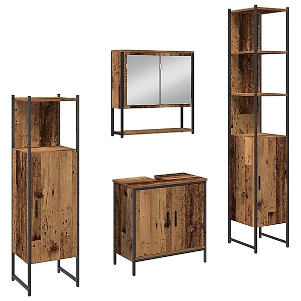 vidaXL Badezimmermöbel Set mit Stauraum 4-Tlg Braun 33 x 33 x 185,5 cm 3334 günstig online kaufen