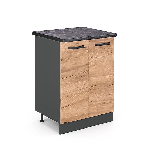 Vicco Küchenunterschrank R-Line Goldkraft Eiche/Anthrazit 60 cm AP Anthrazi günstig online kaufen