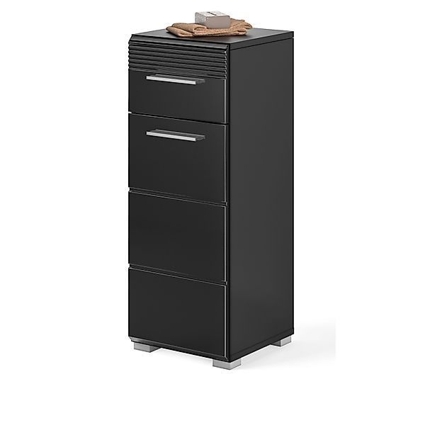 Inn.Furn Unterschrank Schwarz Hochglanz 30 cm mit Vollauszug Leon günstig online kaufen