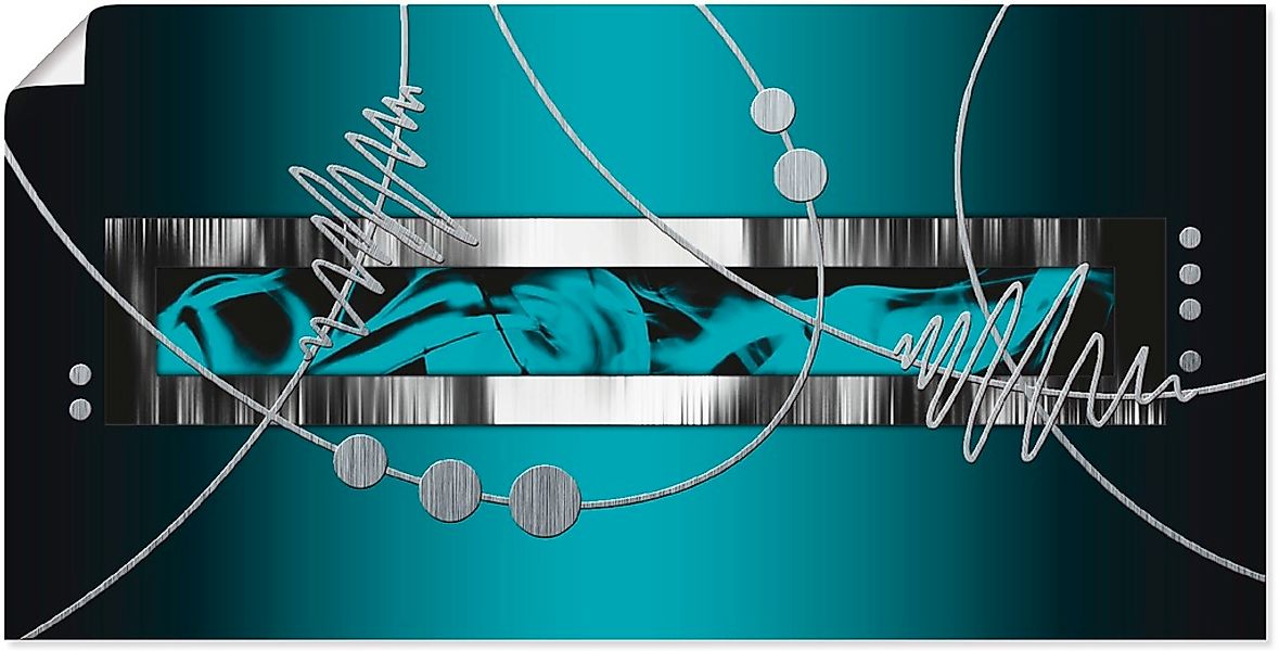 Artland Wandbild "Silber abstrakt auf petrol" Gegenstandslos 1 Stk. tlg. al günstig online kaufen