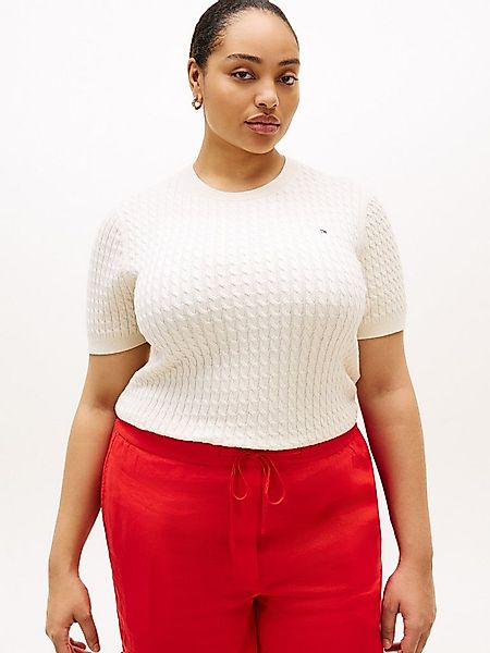 Tommy Hilfiger Curve Rundhalspullover CRV CO CABLE FINE GG CNK S/S SWT in g günstig online kaufen