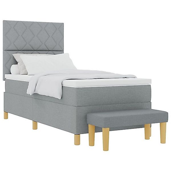 vidaXL Bett Boxspringbett mit Matratze & Bank Hellgrau 90x200 cm Stoff (2-t günstig online kaufen