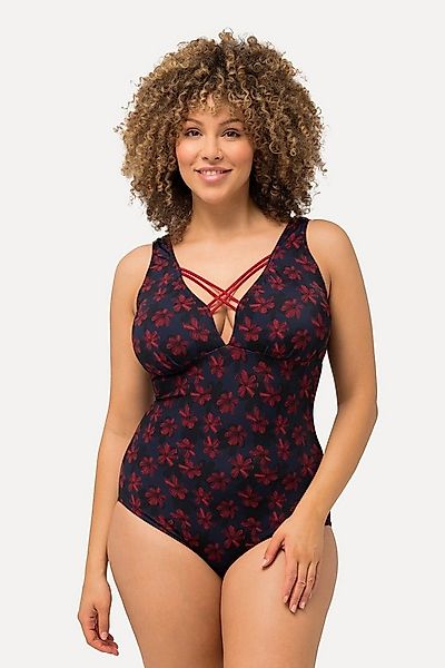 Ulla Popken Badeanzug Badeanzug Blüten Zierbänder Softcups günstig online kaufen
