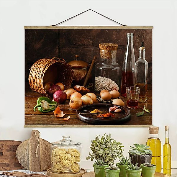 Stoffbild Küche mit Posterleisten - Querformat Düfte beim Kochen günstig online kaufen