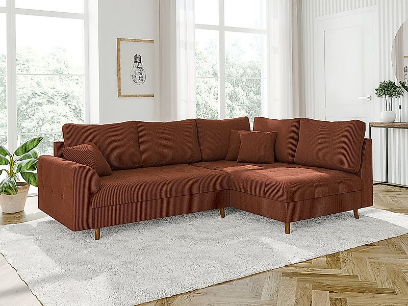 S-Style Möbel Ecksofa Zara mit Braun Holzfüßen im skandinavischen Stil aus günstig online kaufen