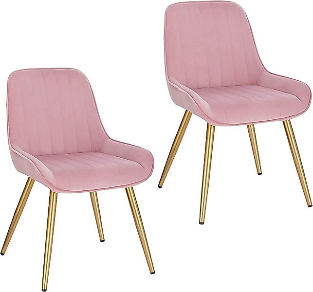 EUGAD Esszimmerstuhl (2 St), Retro, Sitzfläche aus Samt, mit Metallbeine günstig online kaufen