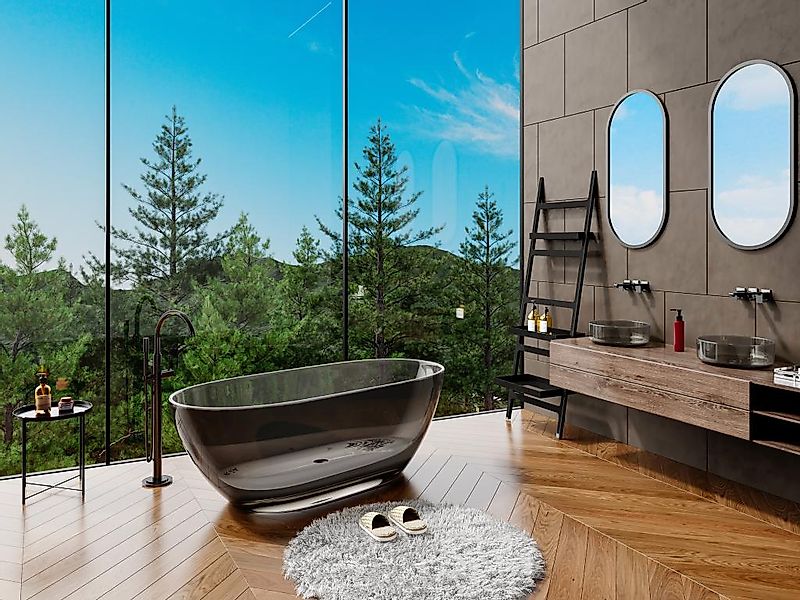 Freistehende Badewanne durchsichtig - 292 l - 160 x 72 x 56 cm - Grau - Har günstig online kaufen