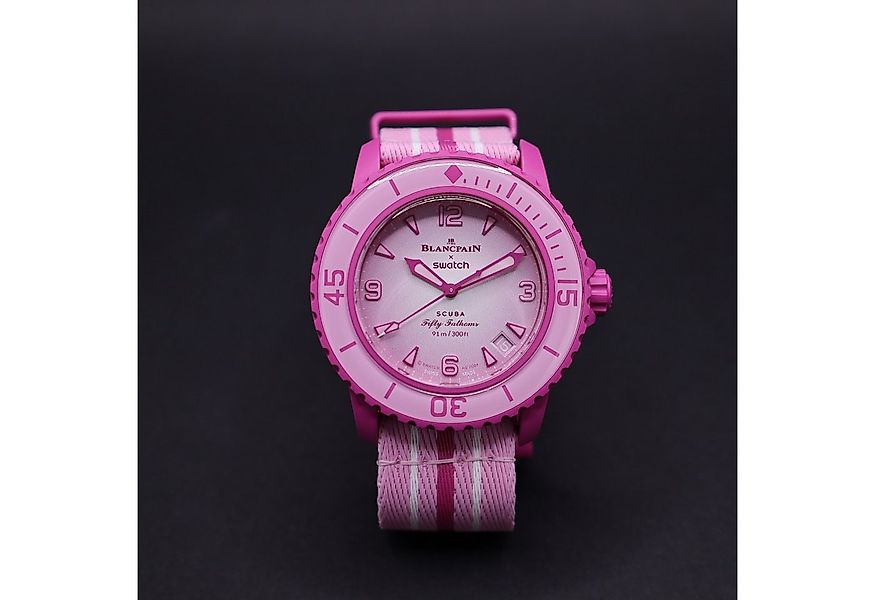 Swatch Automatikuhr Blaincpain x Swatch Fifty Fathoms Pink Ocean SO35P400 günstig online kaufen