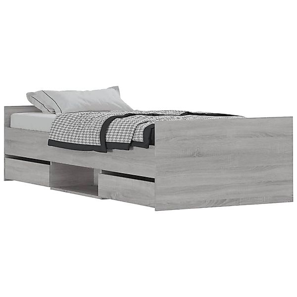 vidaXL Bettgestell mit Kopf- und Fußteil Grau Sonoma 90x200 cm1908078 günstig online kaufen