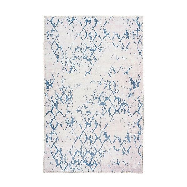 MeGusta Flachflor Teppich Modern Weiß Blau Bedruckter Teppich 200 x 290 cm günstig online kaufen