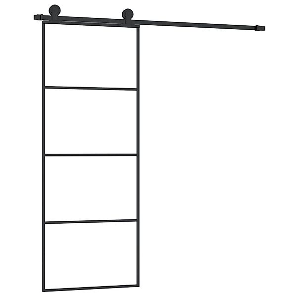 vidaXL Schiebetür mit Beschlag 76x205 cm ESG-Glas & Aluminium 3152145 günstig online kaufen
