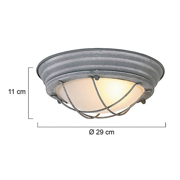 Deckenleuchte Lisanne, grau, Ø 29 cm, Metall, Glas, E27 günstig online kaufen