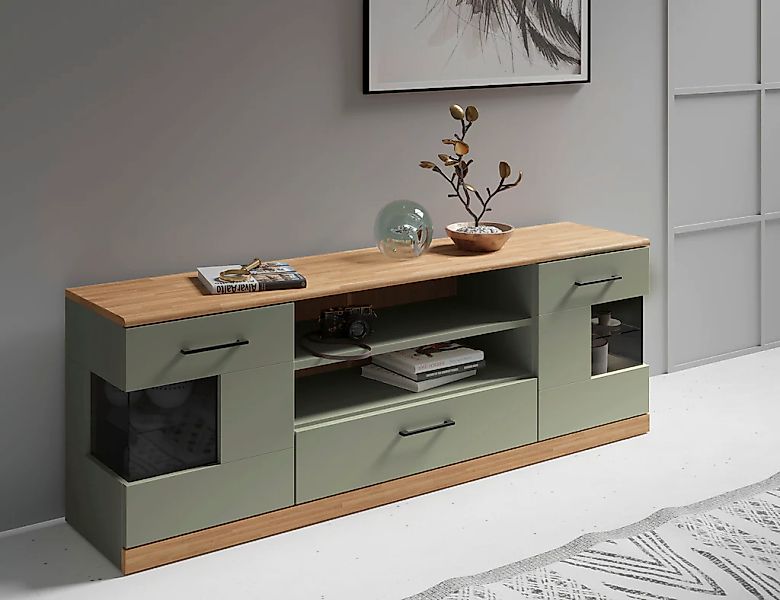 OTTO home Lowboard "Ribe,160cm breit,55cm hoch,Oberplatte Eiche massiv" Eic günstig online kaufen