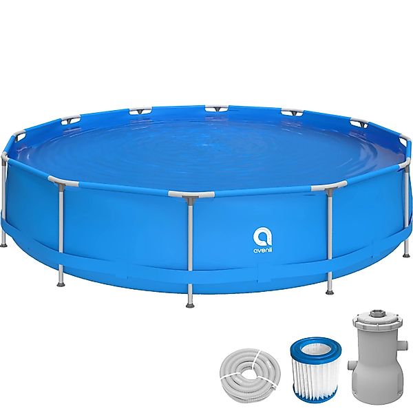 Avenli Frame Pool Set Rund 420 x 84 cm Blau mit CleanPlus Filterpumpe Ansch günstig online kaufen