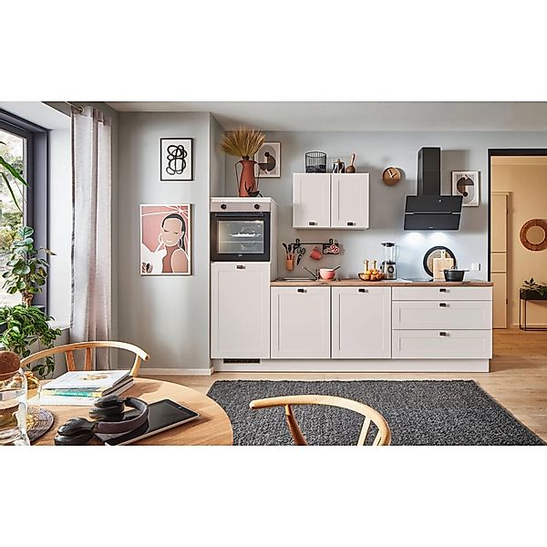 pino Küchenzeile 280 cm Kaschmirgrau Matt Anschlag,inks 1 Geräteschrank günstig online kaufen