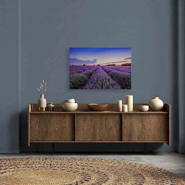 Bricoflor Leinwandbild Lavendelfeld In Sonnenuntergang Romantisches Wandbil günstig online kaufen