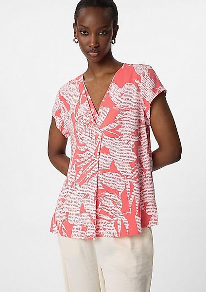 comma Kurzarmbluse Bluse Kurzarmbluse mit V-Ausschnitt und All-over-Print günstig online kaufen