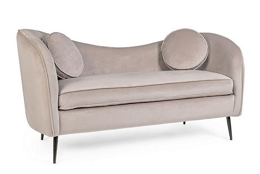 Bizzotto Sofa 2-Sitzer Sofa Candis in Samt-Optik, Hellgrau günstig online kaufen