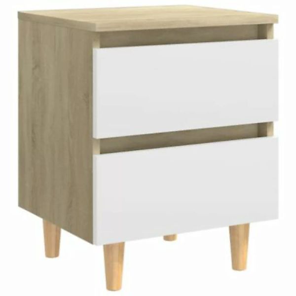 vidaXL Nachttisch mit Kiefernholz-Beinen Weiß Sonoma-Eiche 40x35x50 cm Nach günstig online kaufen