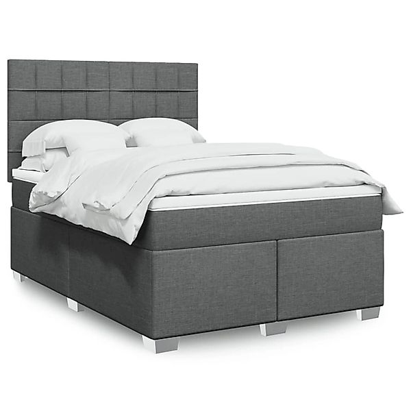 vidaXL Boxspringbett mit Matratze Dunkelgrau 140x190 cm Stoff 3292784 günstig online kaufen