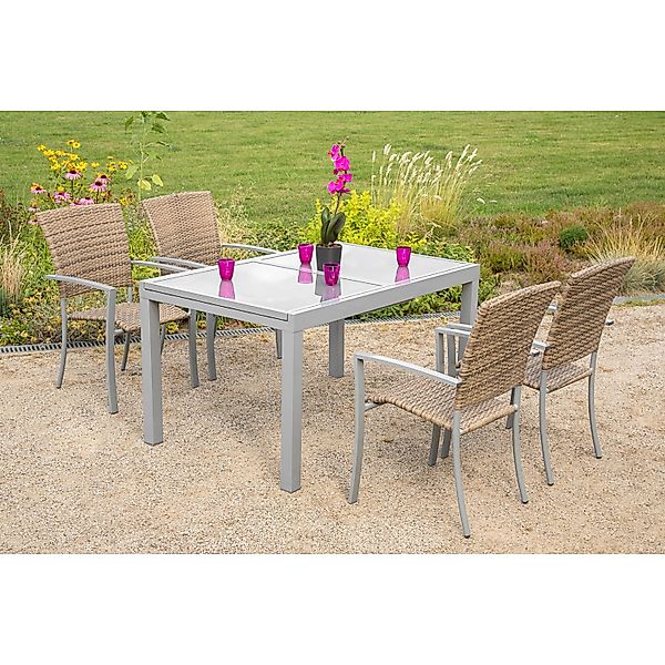 MERXX Garten-Essgruppe "Savona", (5 tlg.), 4 Sessel mit ausziehbarem Tisch günstig online kaufen