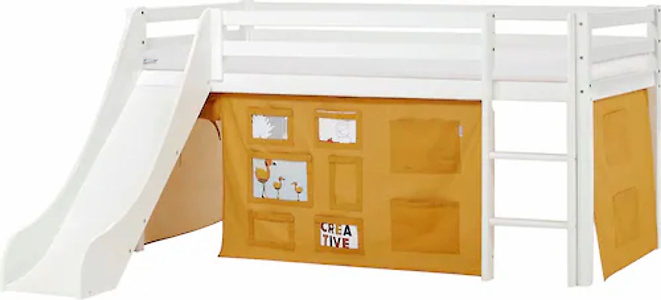 Hoppekids Hochbett ""Creator Autumn Yellow"", Rutsche & Vorhang Gelb und vi günstig online kaufen