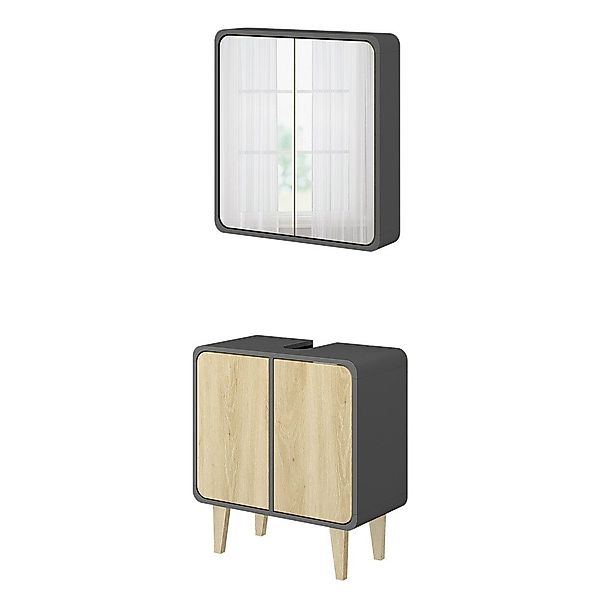 Vicco Badmöbel-Set Arla, Anthrazit/Eiche, 2 Teile, günstig online kaufen