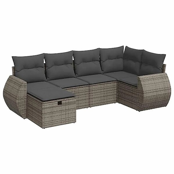 vidaXL 6-Tlg Garten-Sofagarnitur mit Kissen Grau Poly Rattan 3325586 günstig online kaufen
