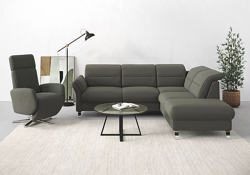 sit&more Ecksofa »Grenoble L-Form mit Federkern«, wahlweise mit Bettfunktio günstig online kaufen
