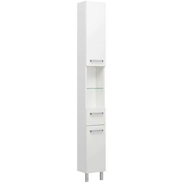 Badezimmer Hochschrank WARSCHAU-66 in weiß glänzend - B/H/T: 25/195,5/20cm günstig online kaufen