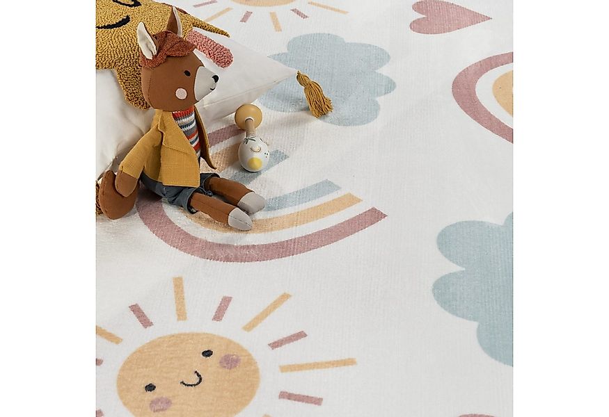 KADIMA DESIGN Kinderteppich waschmaschinenwaschbar Regenbogen Sonne Wolken günstig online kaufen