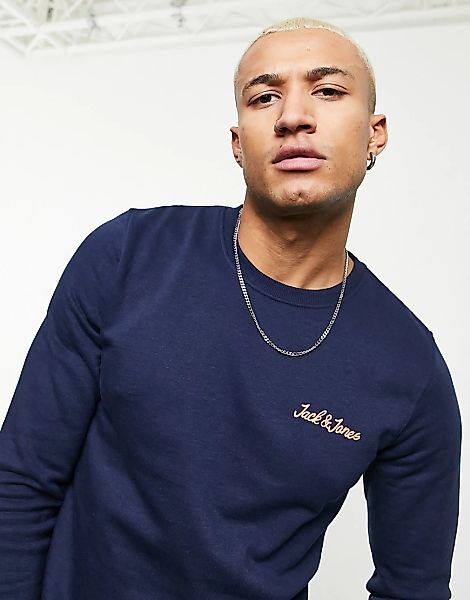 Jack & Jones Originals – Sweatshirt in Marineblau mit Logo-Schriftzug günstig online kaufen