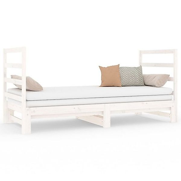 vidaXL Bett, Tagesbett Ausziehbar Weiß 2x(90x190) cm Massivholz Kiefer günstig online kaufen