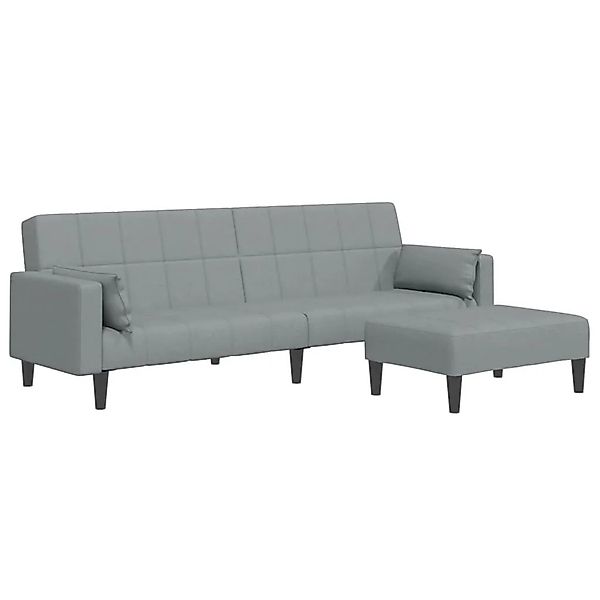 vidaXL Schlafsofa 2-Sitzer mit Fußhocker Hellgrau Stoff 3258123 günstig online kaufen