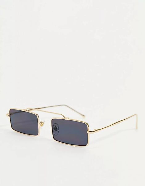 My Accessories London – Rechteckige, goldfarbene Sonnenbrille mit schwarzen günstig online kaufen