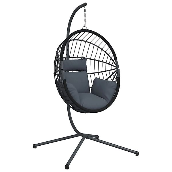 vidaXL Hängesessel Ei-Design mit Ständer Anthrazit Rattan und Stahl 2096907 günstig online kaufen