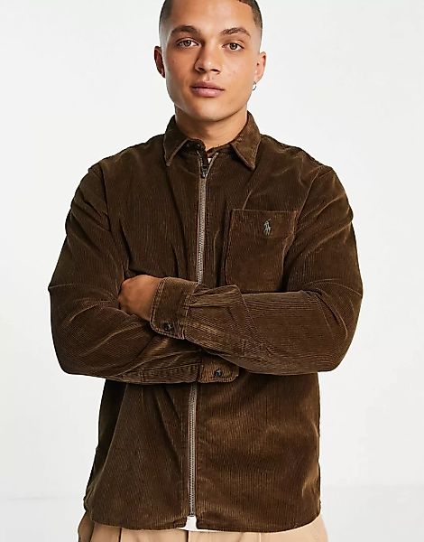 Polo Ralph Lauren – Hemdjacke aus Cord in Braun mit klassischem Oversize-Sc günstig online kaufen