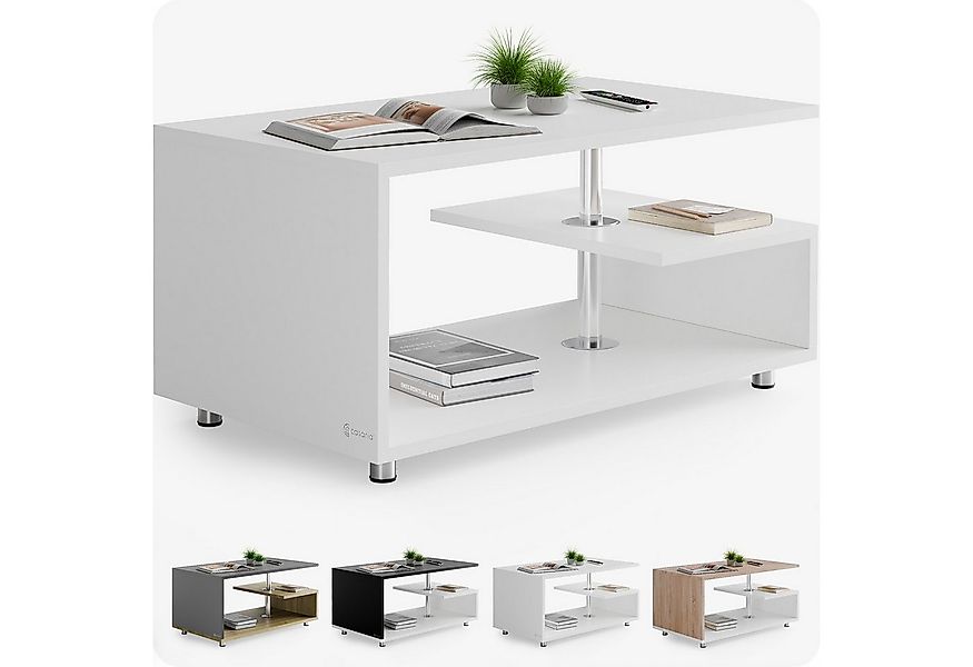 Casaria Couchtisch Orlando, Stauraum 3 Ablagen Holz Modern Höhenverstellbar günstig online kaufen