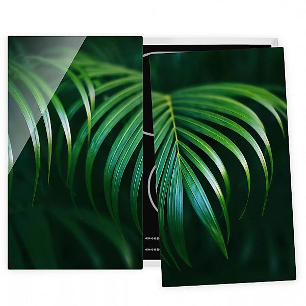 2-teilige Herdabdeckplatte Glas Botanik Palmenwedel günstig online kaufen